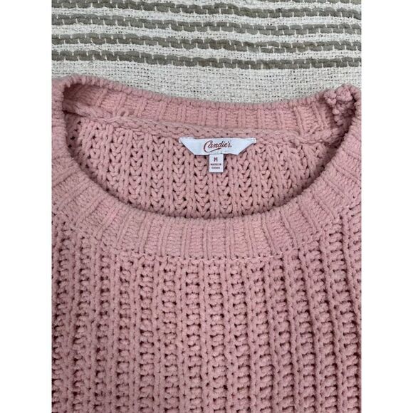 Candies Pink Open Knit Sweater Size Medium - Picture 5 of 9